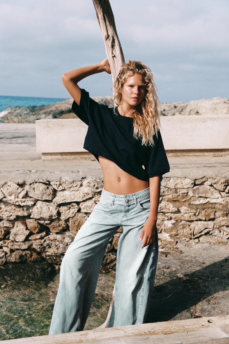 TRF Mid-Rise Pleated Jeans