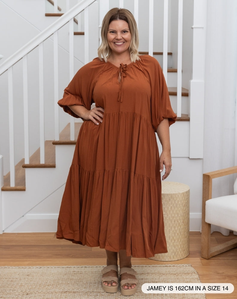 Jackson Midi Dress - Tan