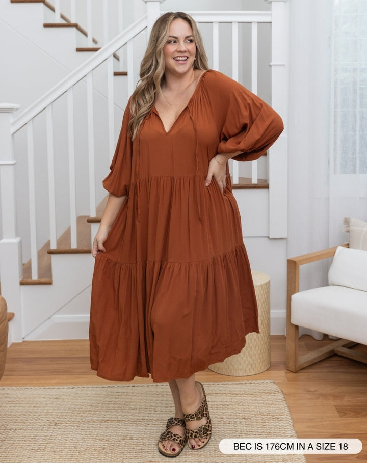 Jackson Midi Dress - Tan