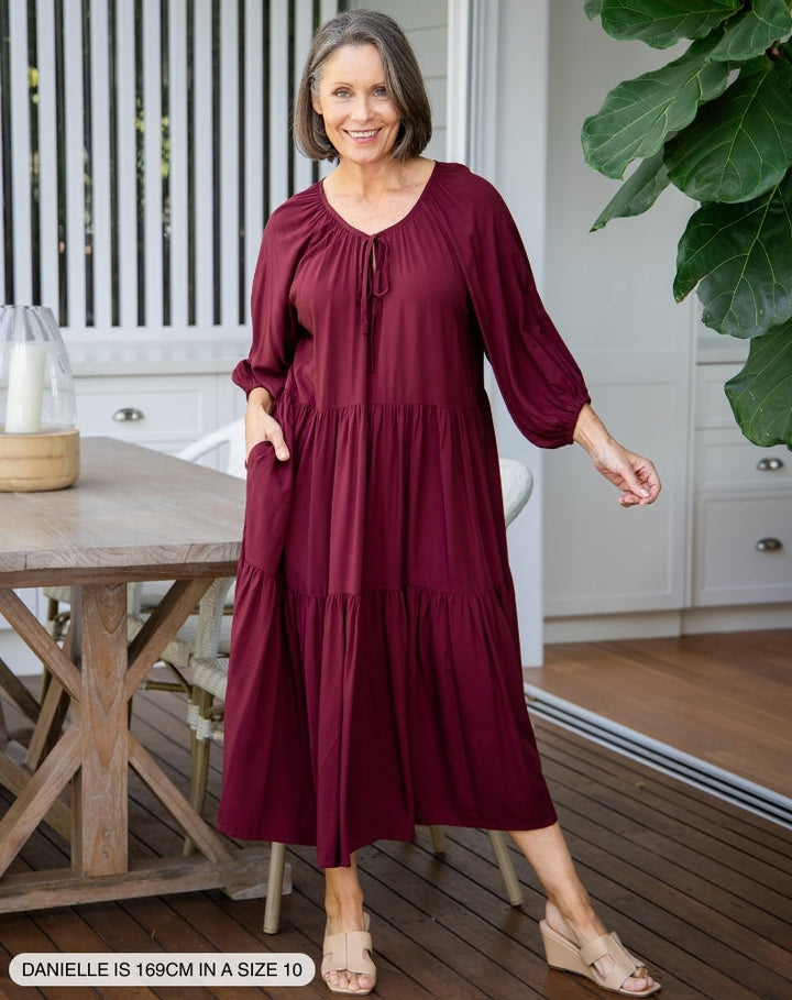 Jackson Midi Dress - Wine