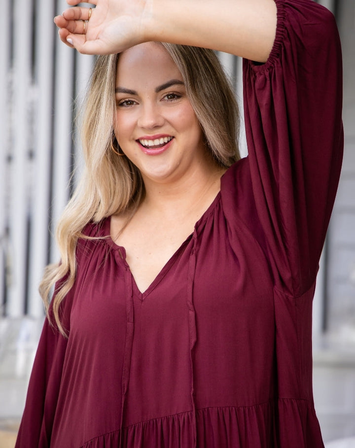 Jackson Midi Dress - Wine