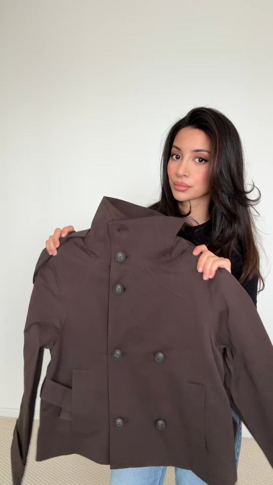 Funnel Neck Trench Jacket - Coffee