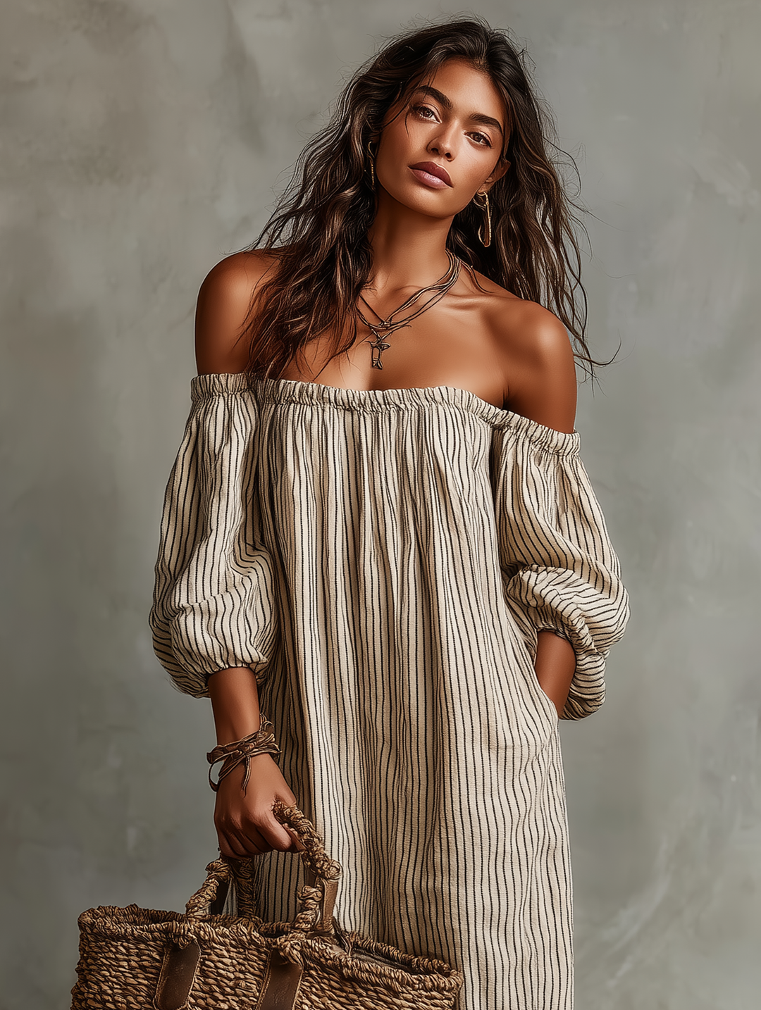 Carmen l Off-shoulder Long-sleeved Maxi Dress