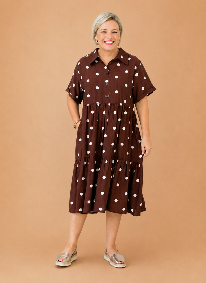 Amelia Dress - Chocolate Spot