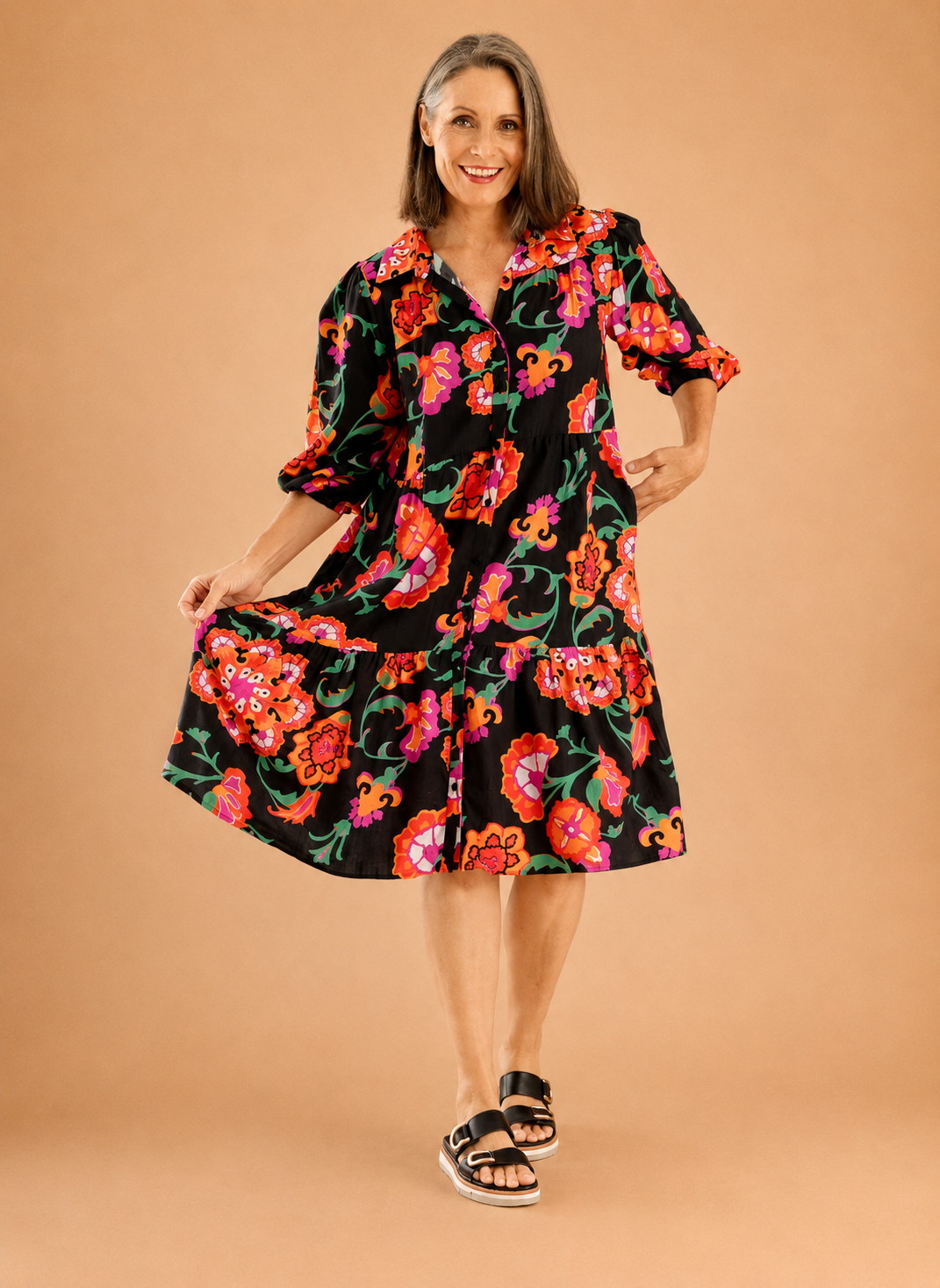 Carly Dress - Sunset Garden