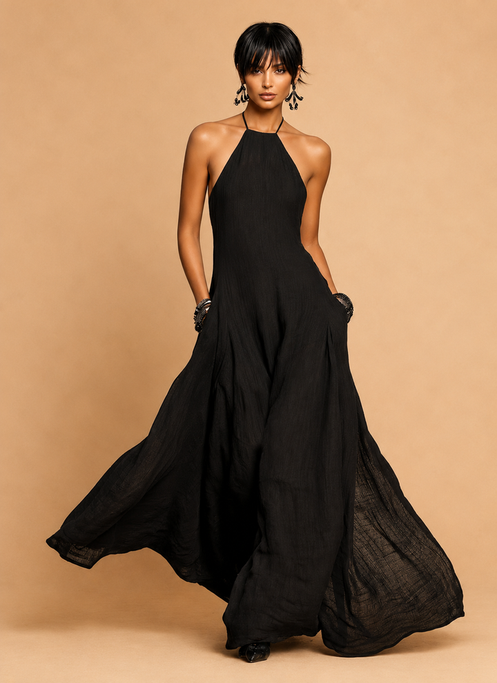 Women's Minimalist Halter Neck Sleeveless Maxi Dress