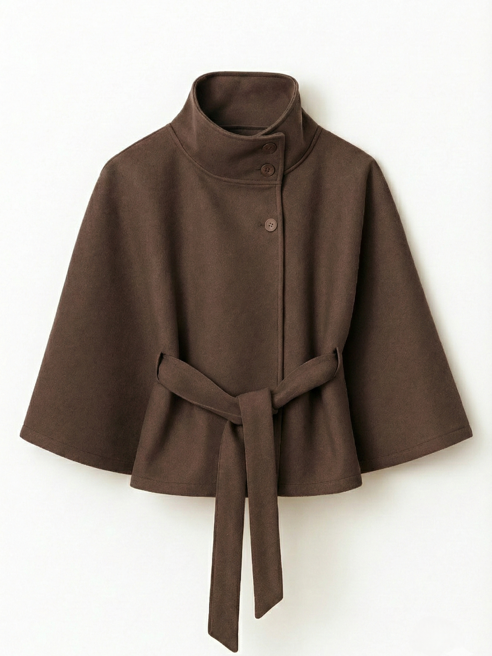 Chloe | High-Neck Belted Cape Jacket