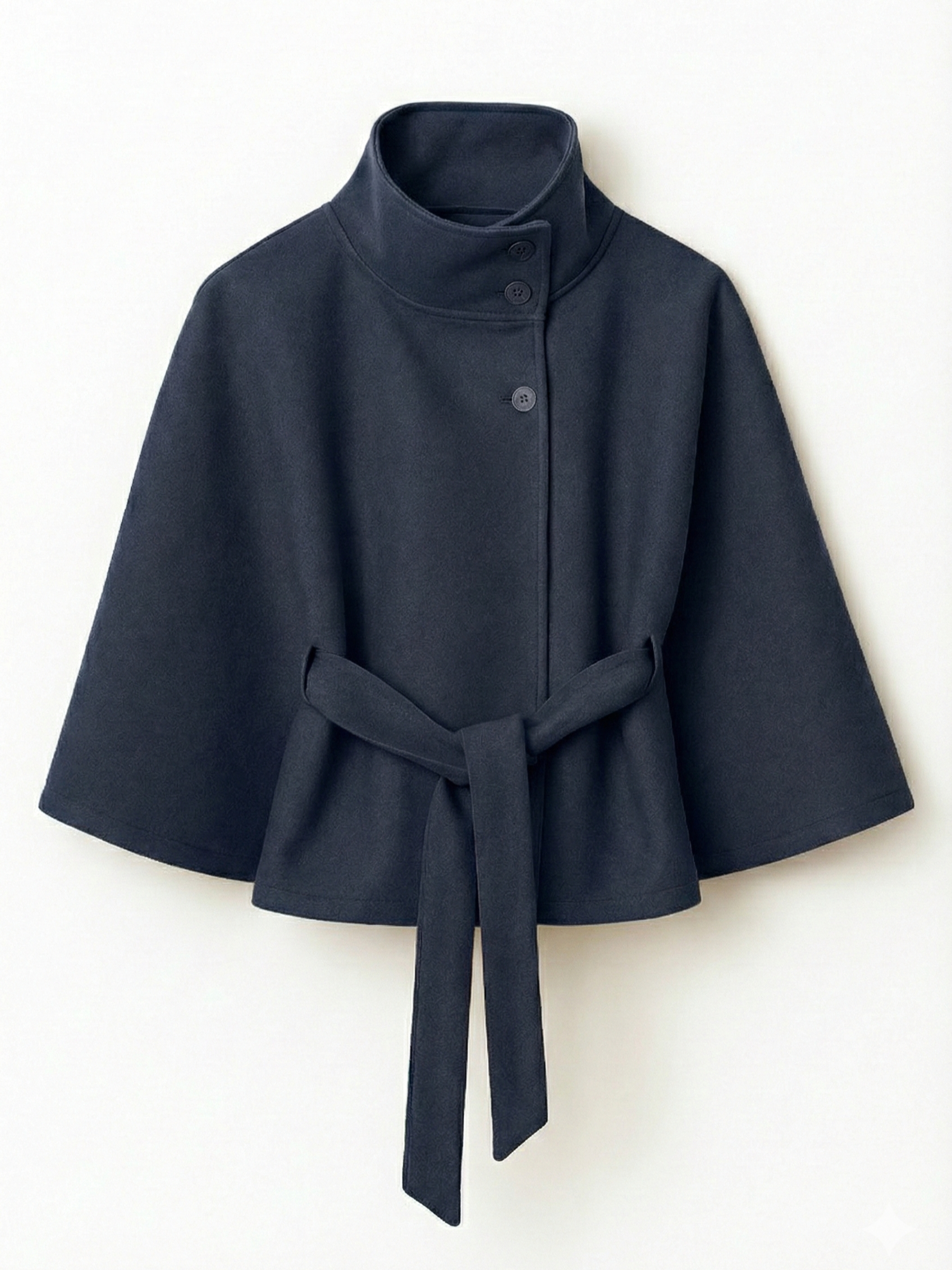 Chloe | High-Neck Belted Cape Jacket