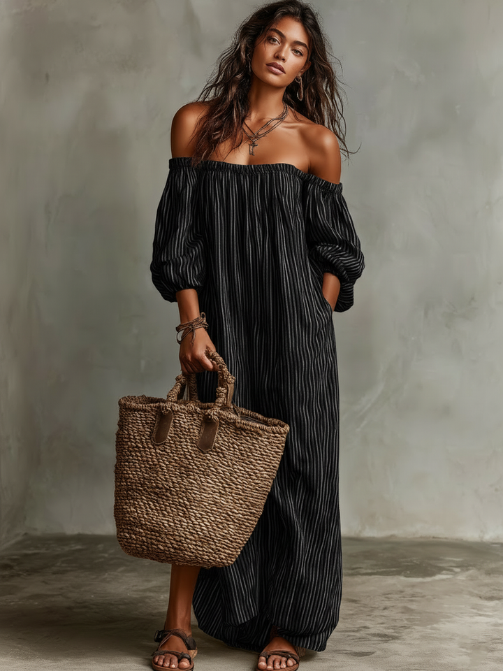 Carmen l Off-shoulder Long-sleeved Maxi Dress