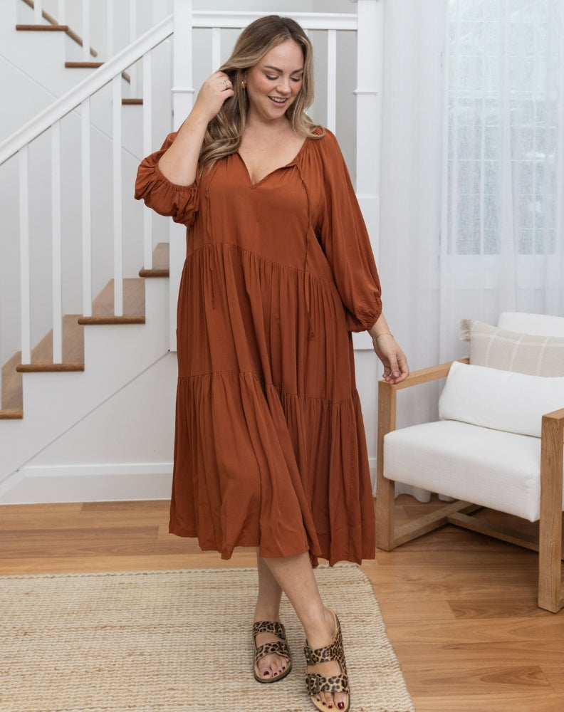 Jackson Midi Dress - Tan
