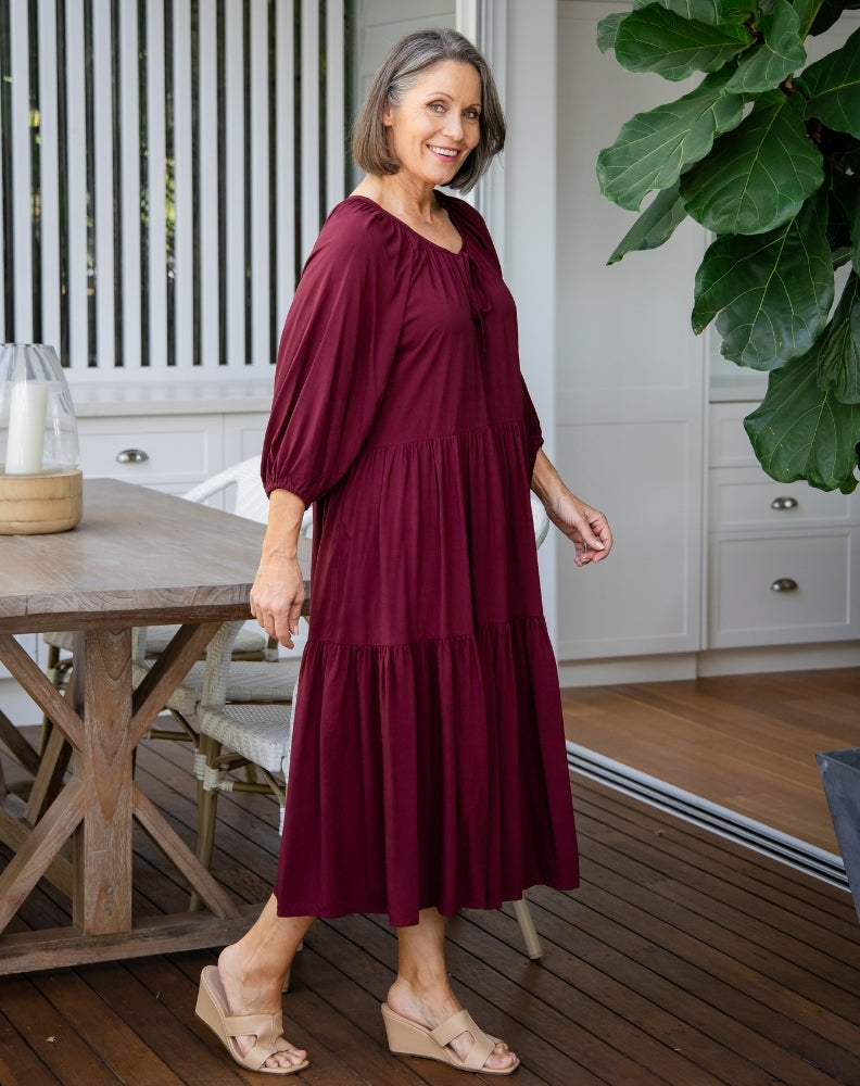 Jackson Midi Dress - Wine