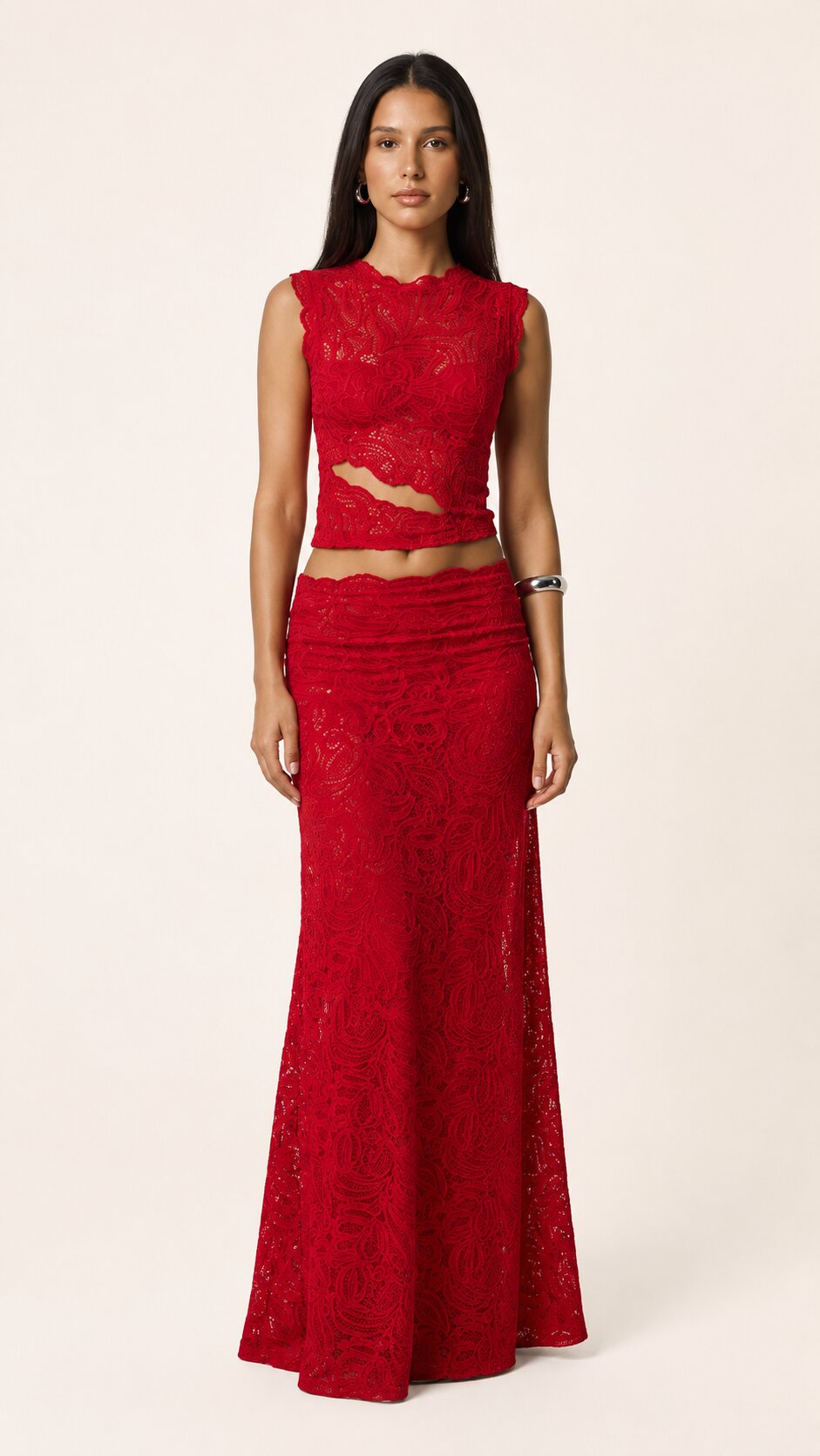 ROSELLE Lace Maxi Dress Skirt Set