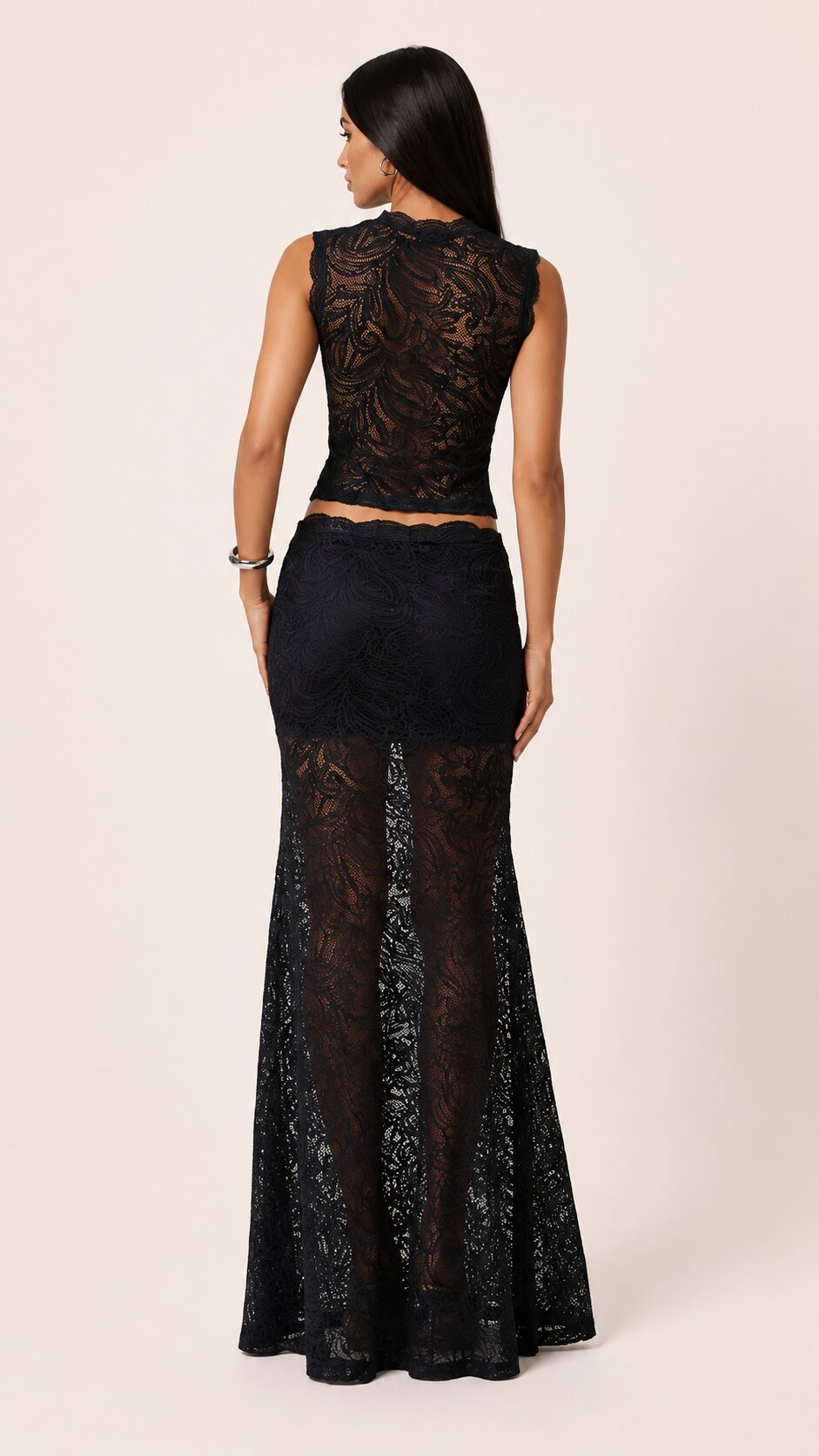 ROSELLE Lace Maxi Dress Skirt Set