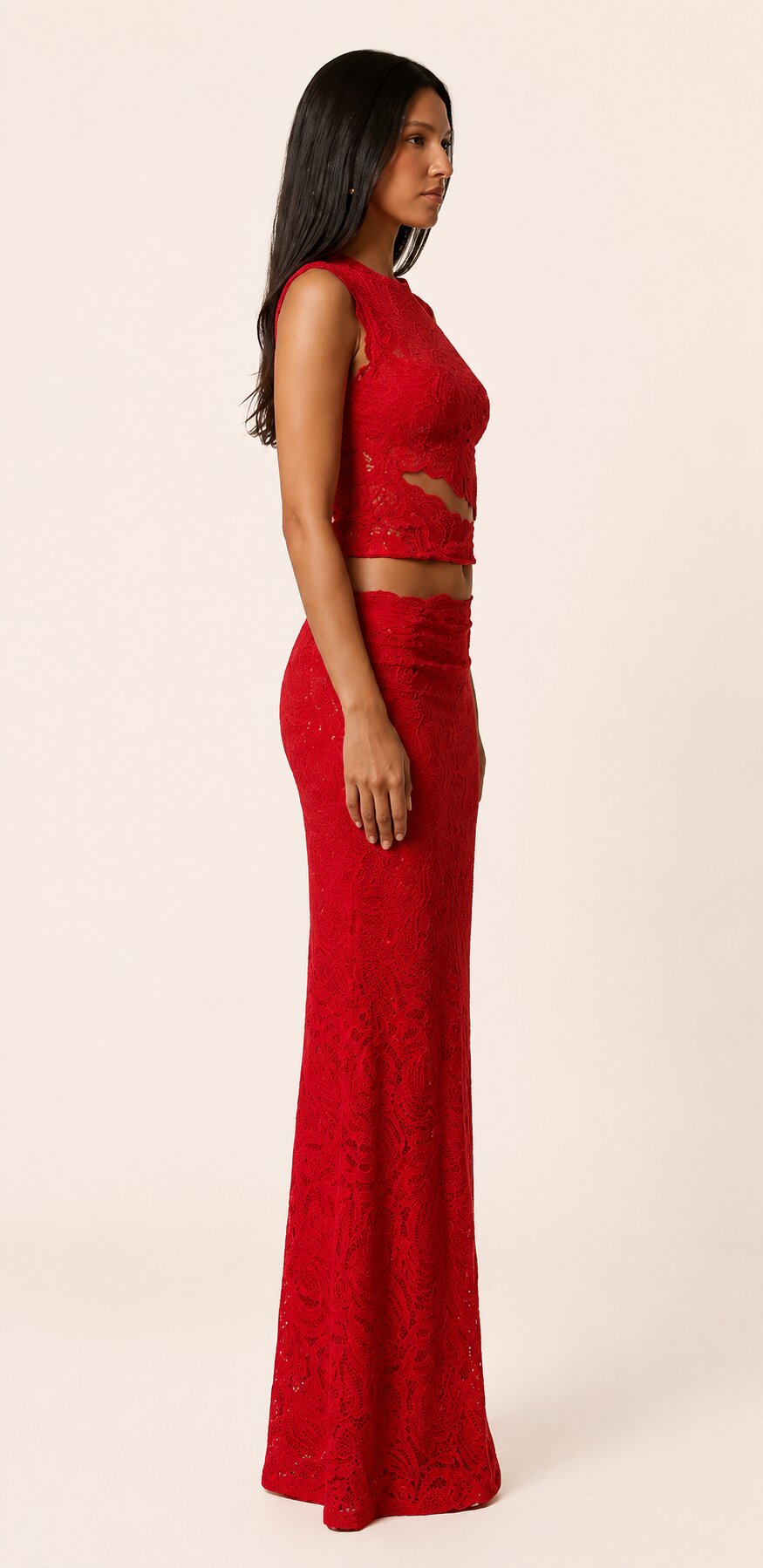 ROSELLE Lace Maxi Dress Skirt Set