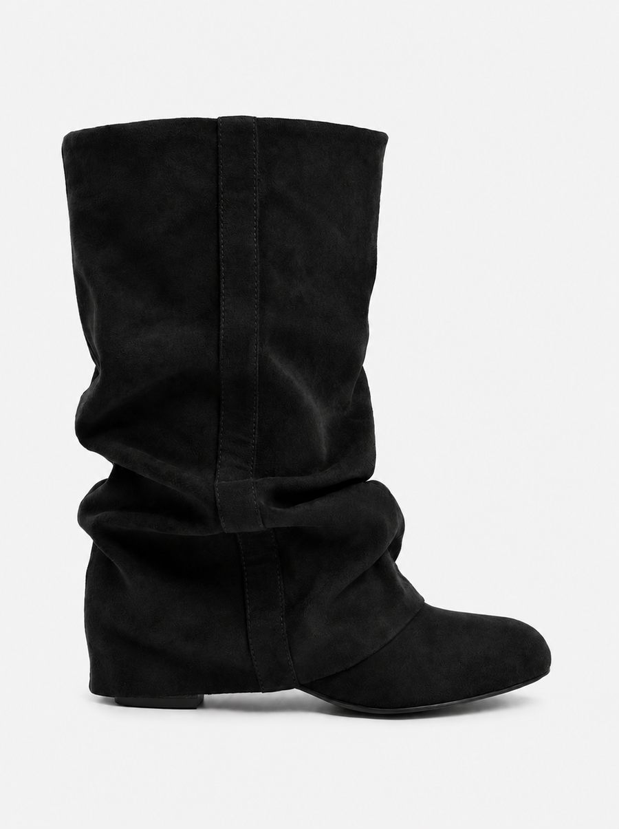 Emilia Slouchy Suede Boots - Black