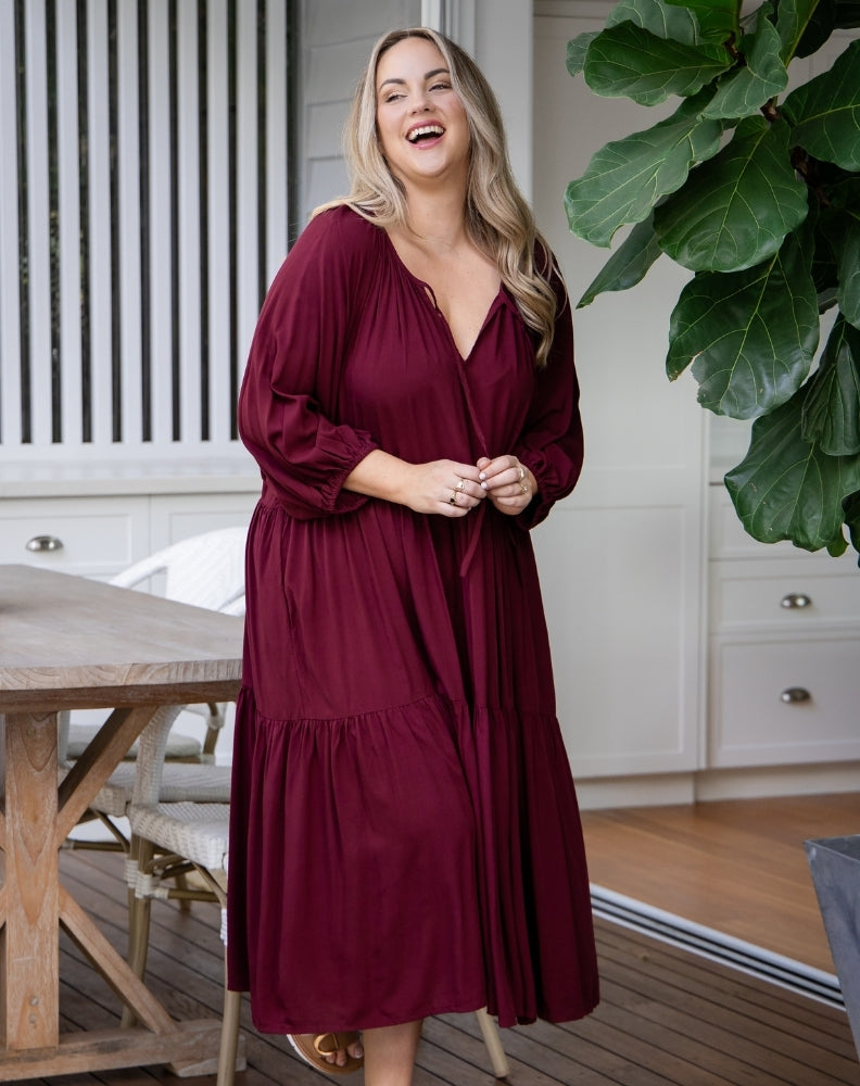 Jackson Midi Dress - Wine