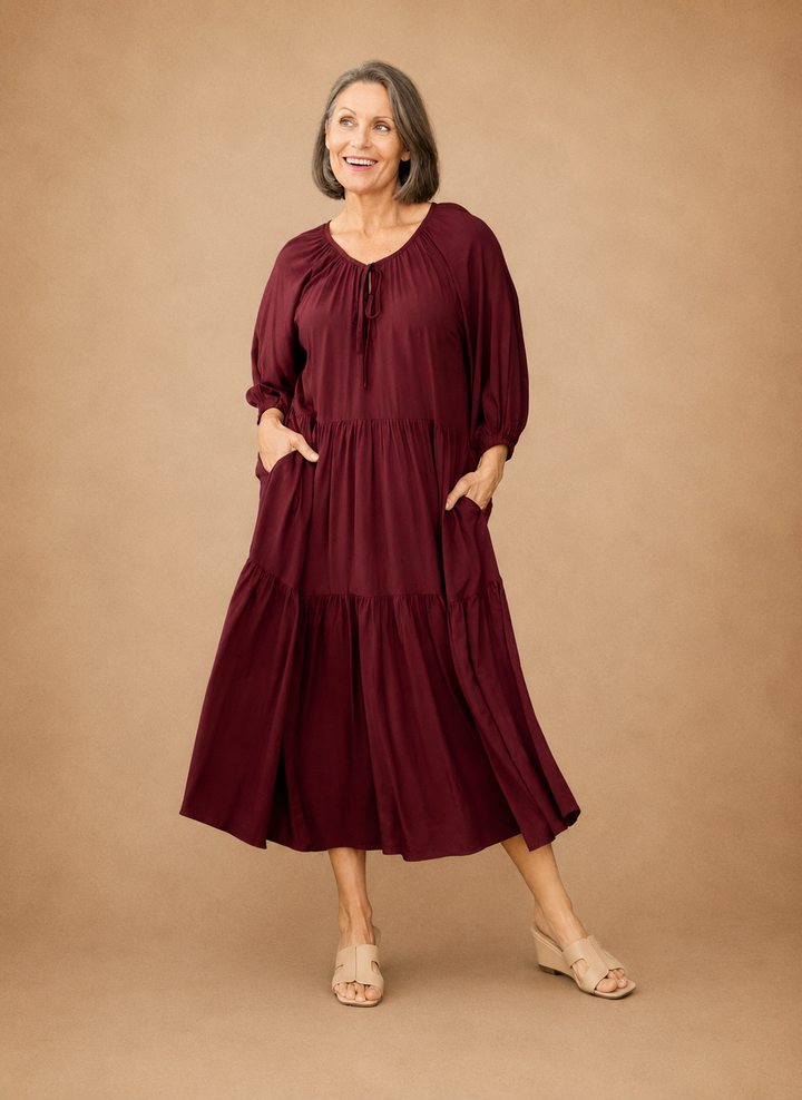 Jackson Midi Dress - Wine