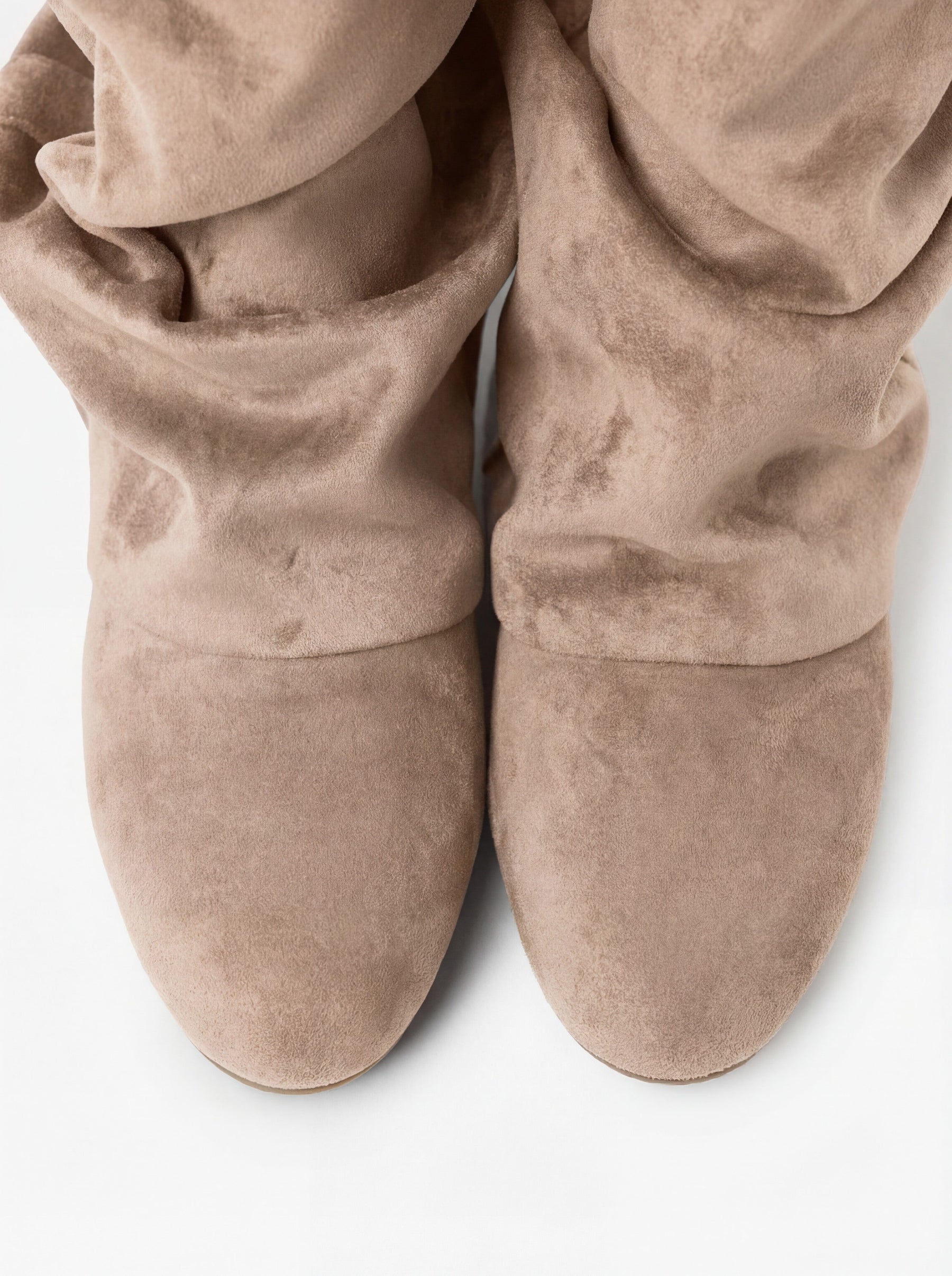 Emilia Slouchy Suede Boots - Beige
