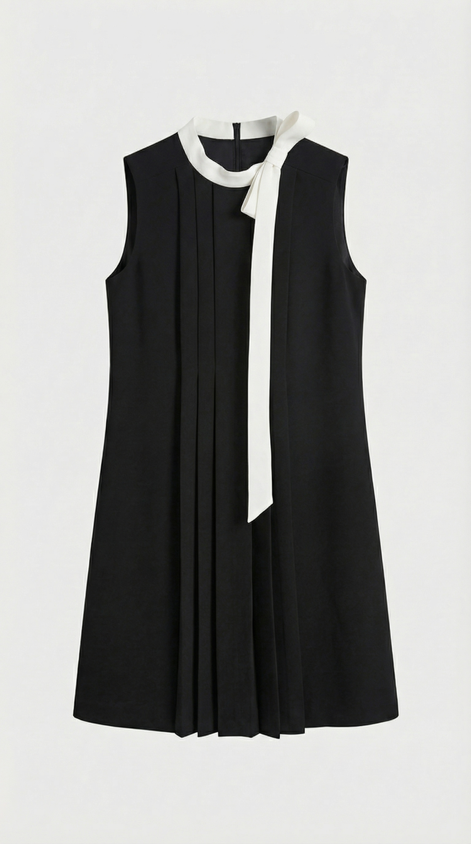 Kona - Pleated Bow-Neck Mini Dress