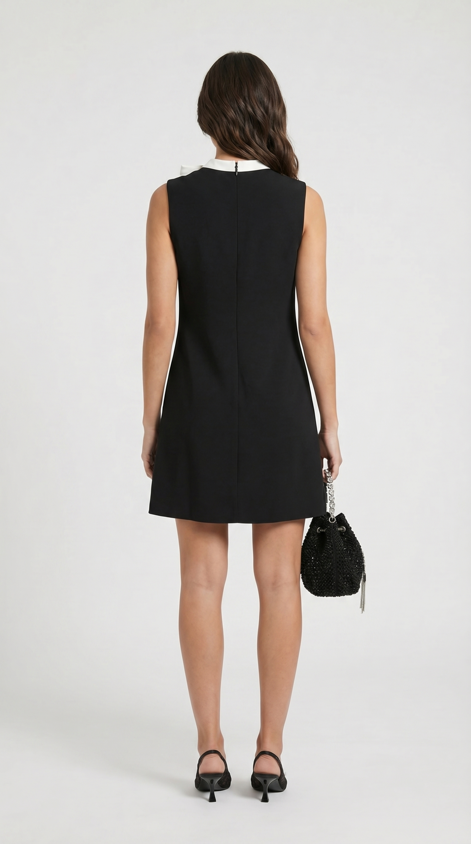 Kona - Pleated Bow-Neck Mini Dress