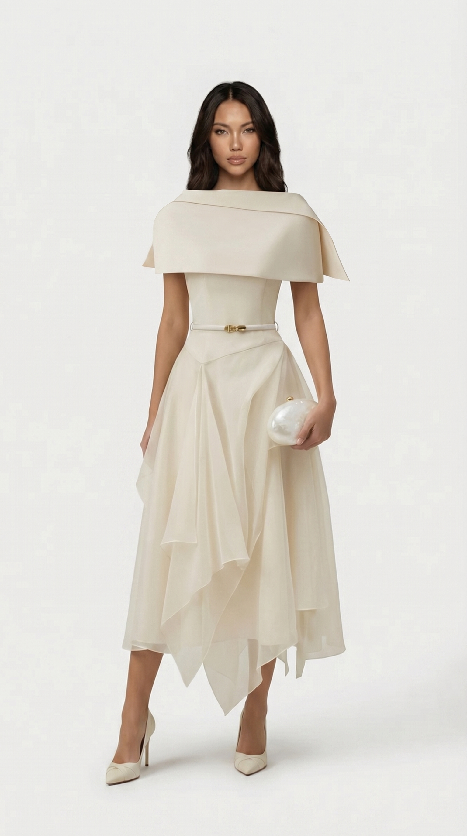 Kora - Backless Gauze Cloak Dress