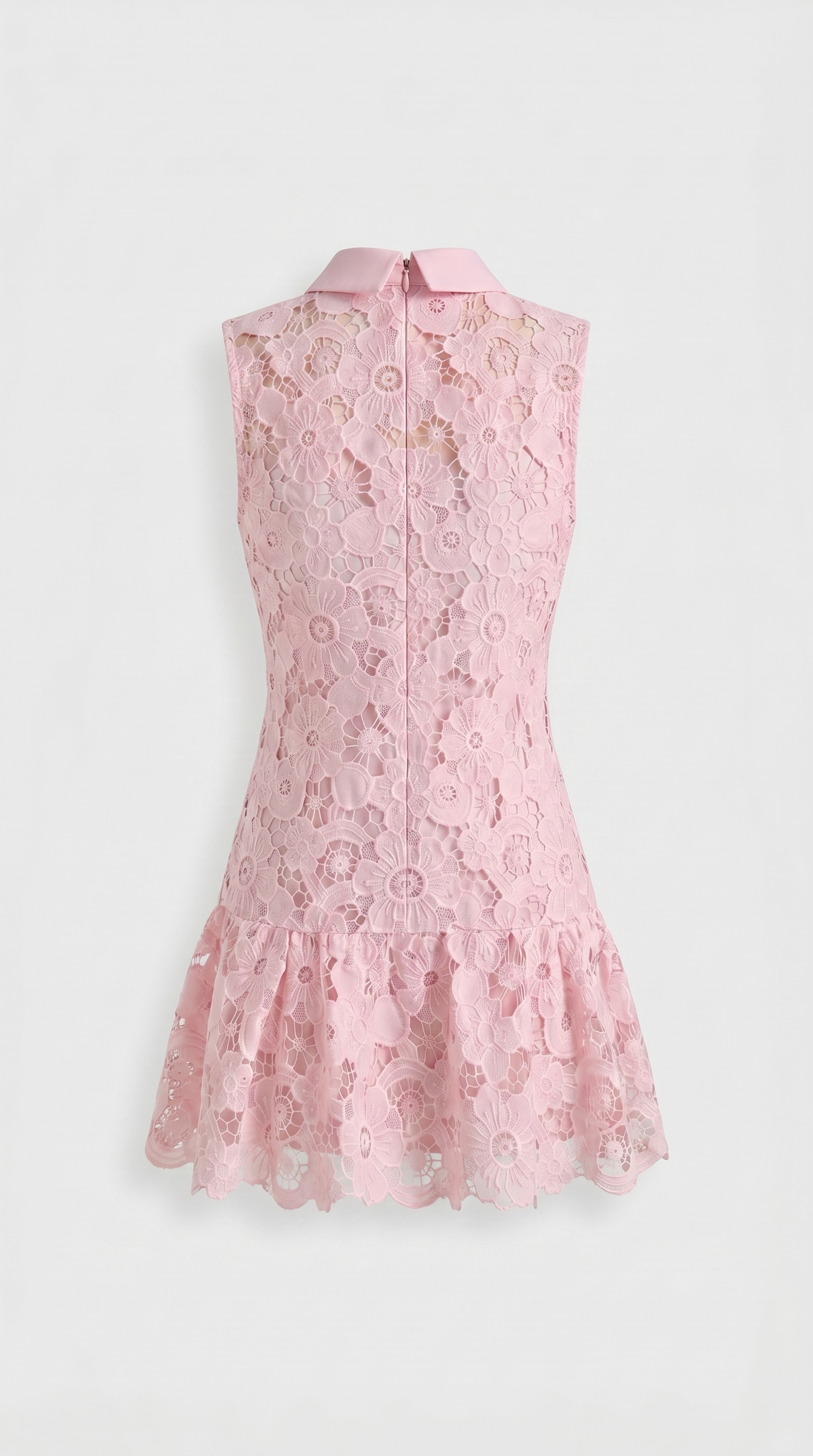 Mina - Collared Lace Drop-Waist Mini Dress