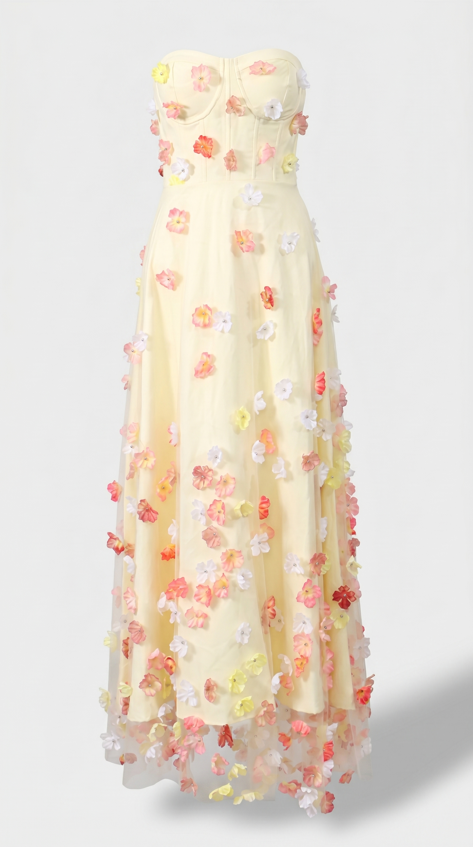 Zora - Strapless 3D Floral Tulle Maxi Gown