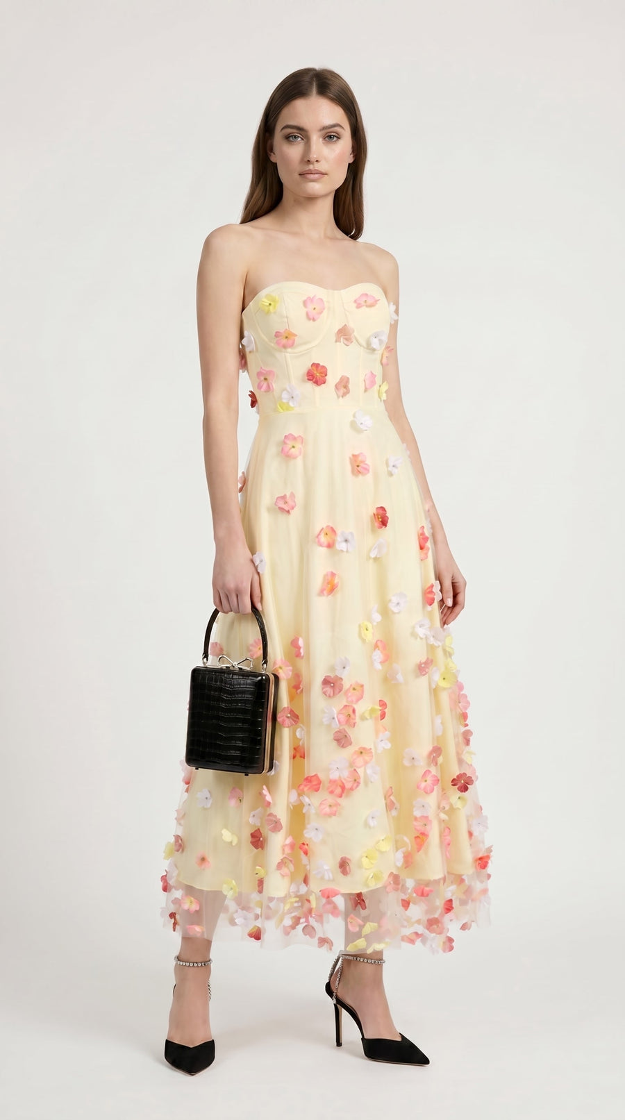 Zora - Strapless 3D Floral Tulle Maxi Gown