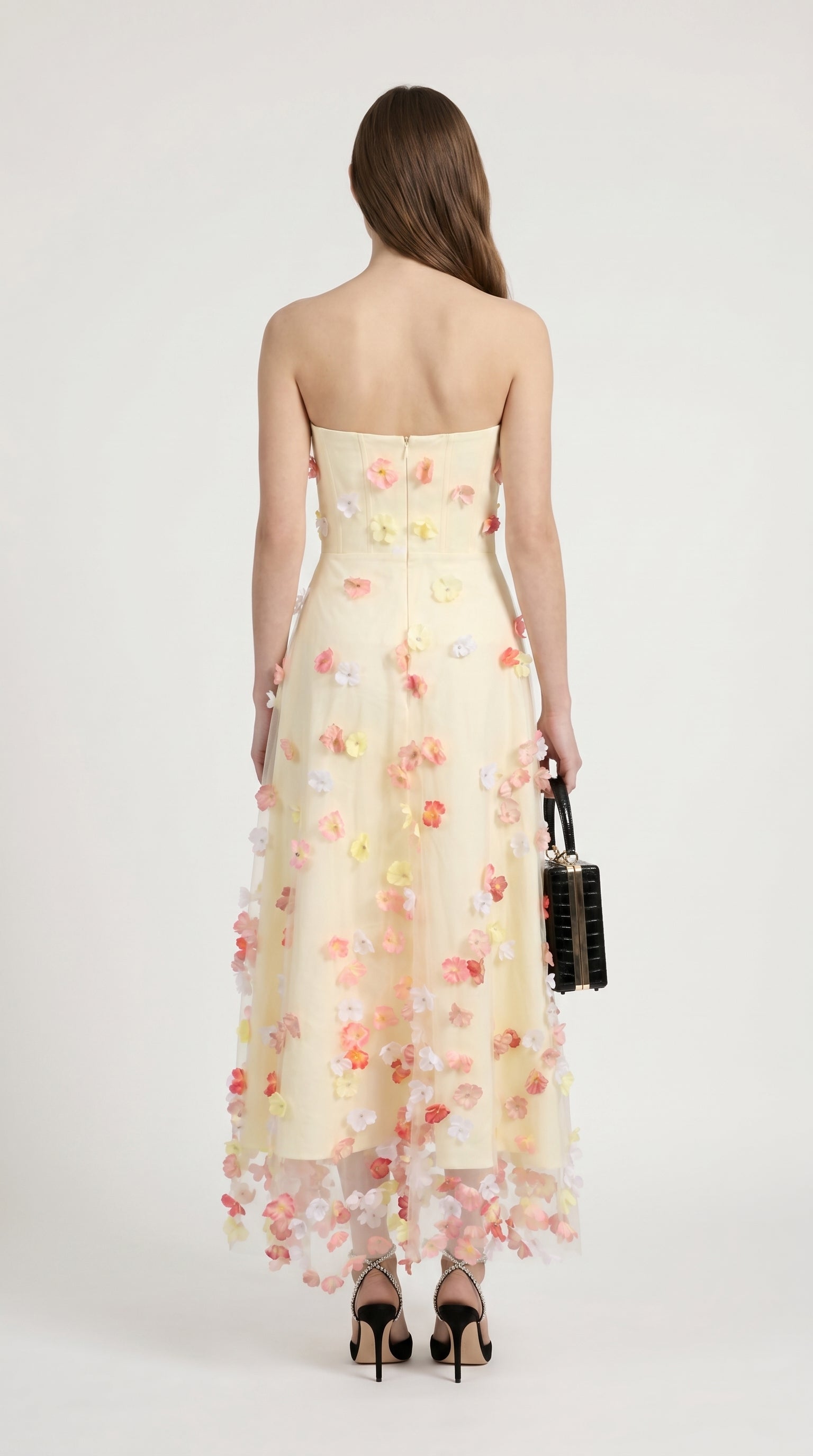 Zora - Strapless 3D Floral Tulle Maxi Gown