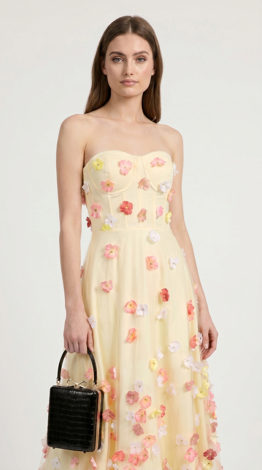 Zora - Strapless 3D Floral Tulle Maxi Gown