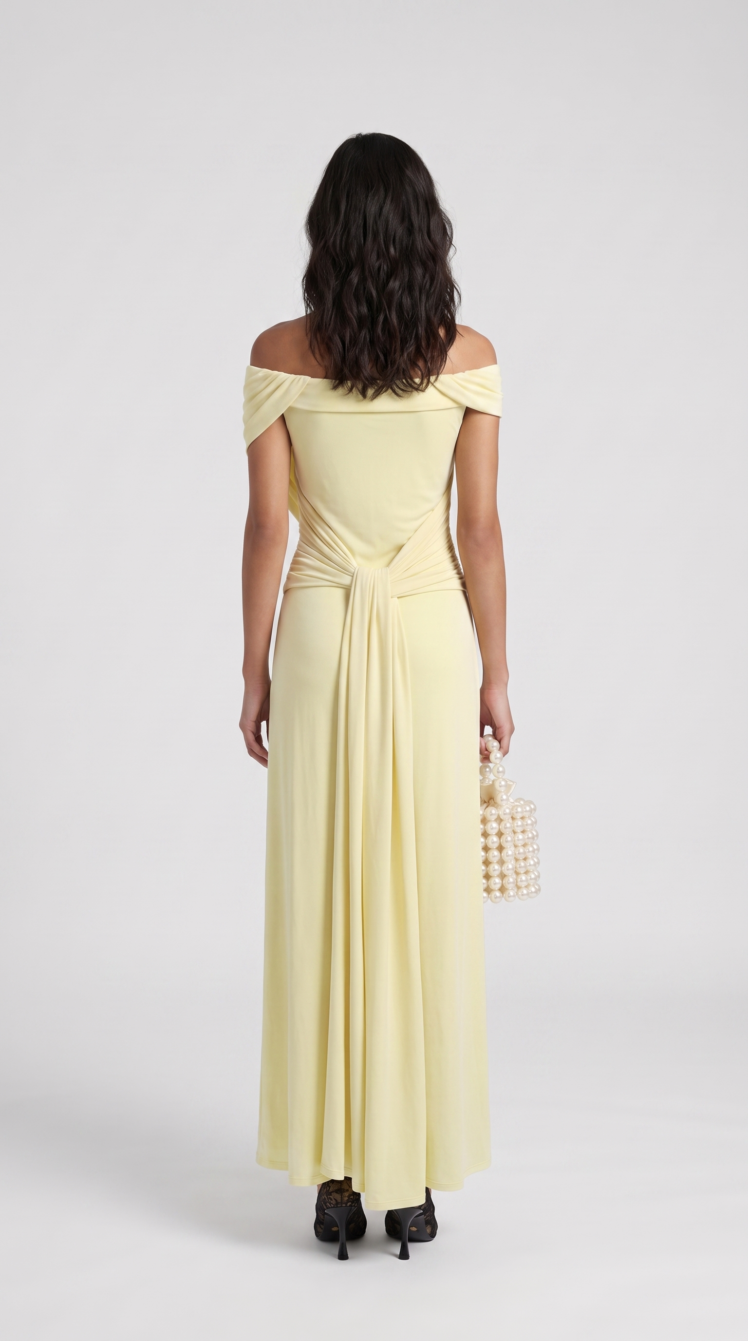 Roca - Off-the-Shoulder Draped Velvet Maxi Gown