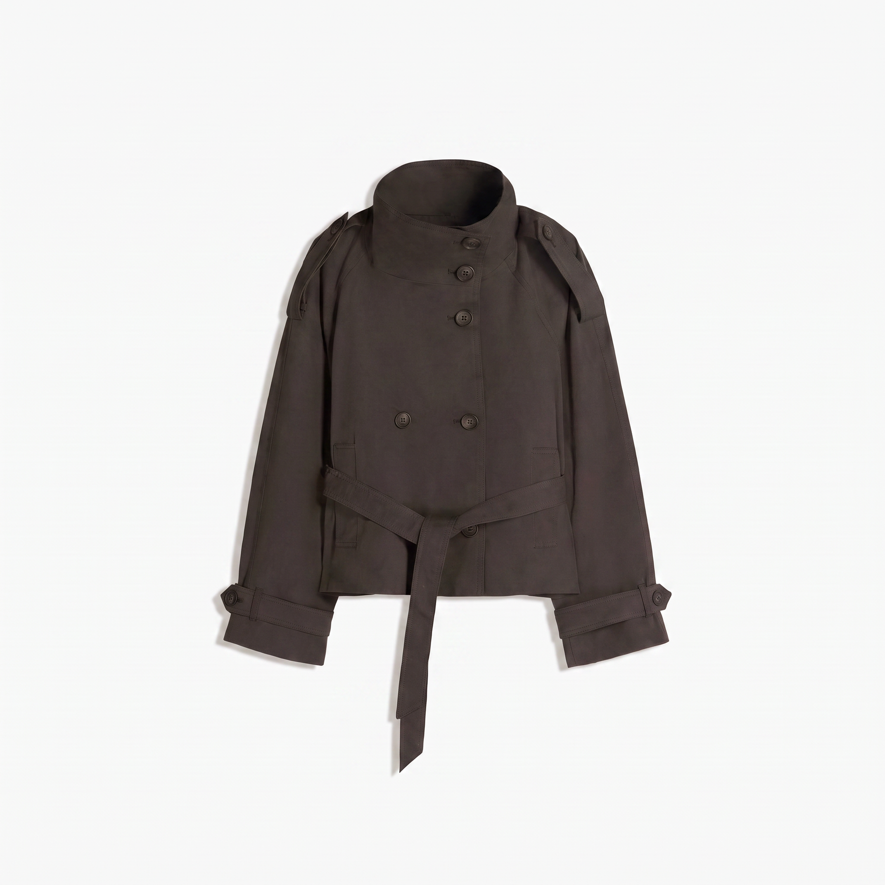 Funnel Neck Trench Jacket - Coffee