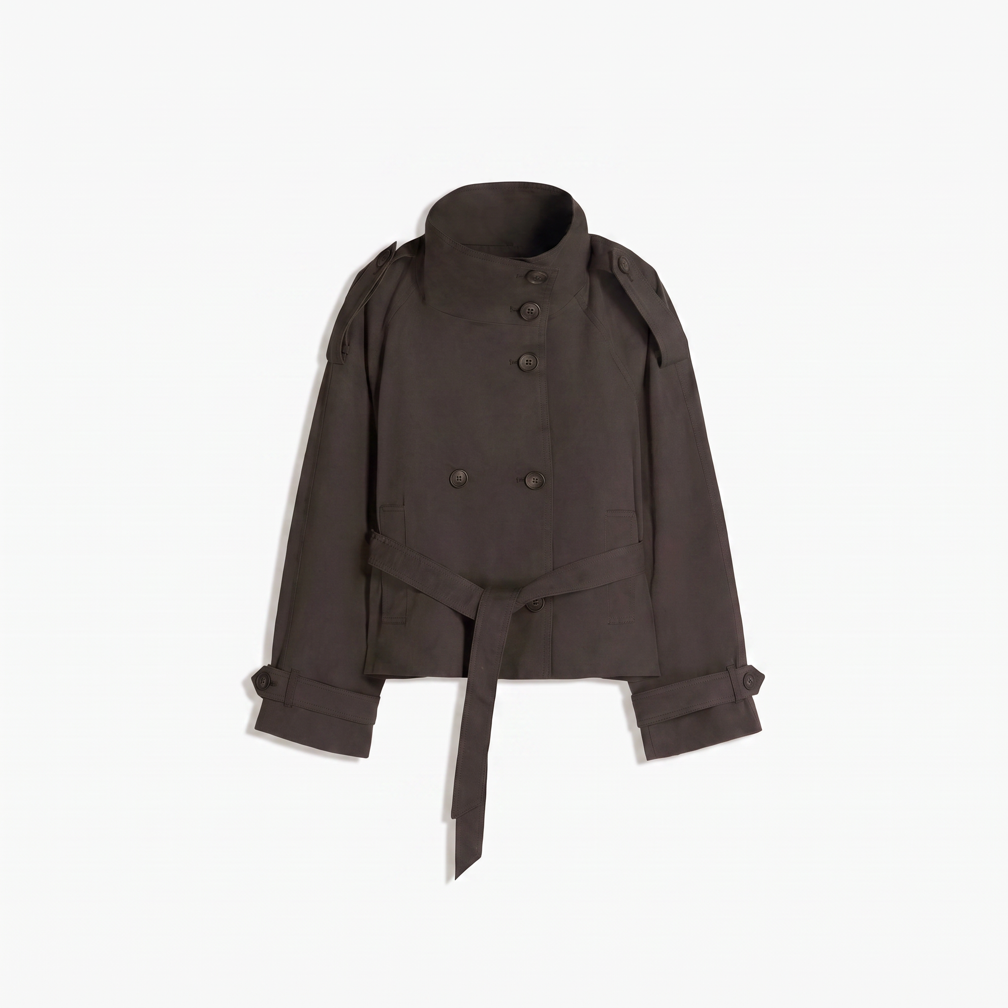 Funnel Neck Trench Jacket - Coffee