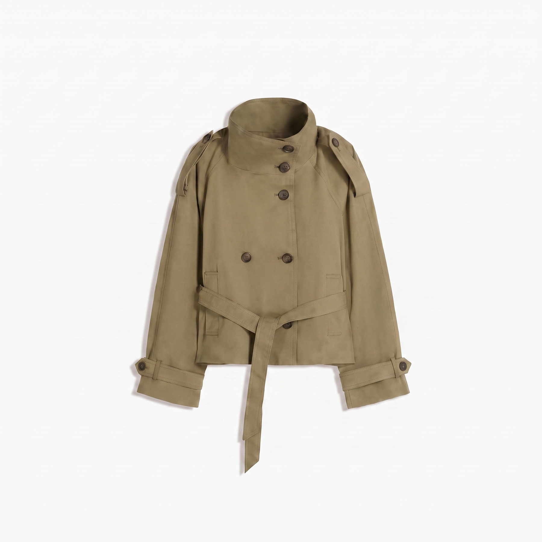 Funnel Neck Trench Jacket - Coffee