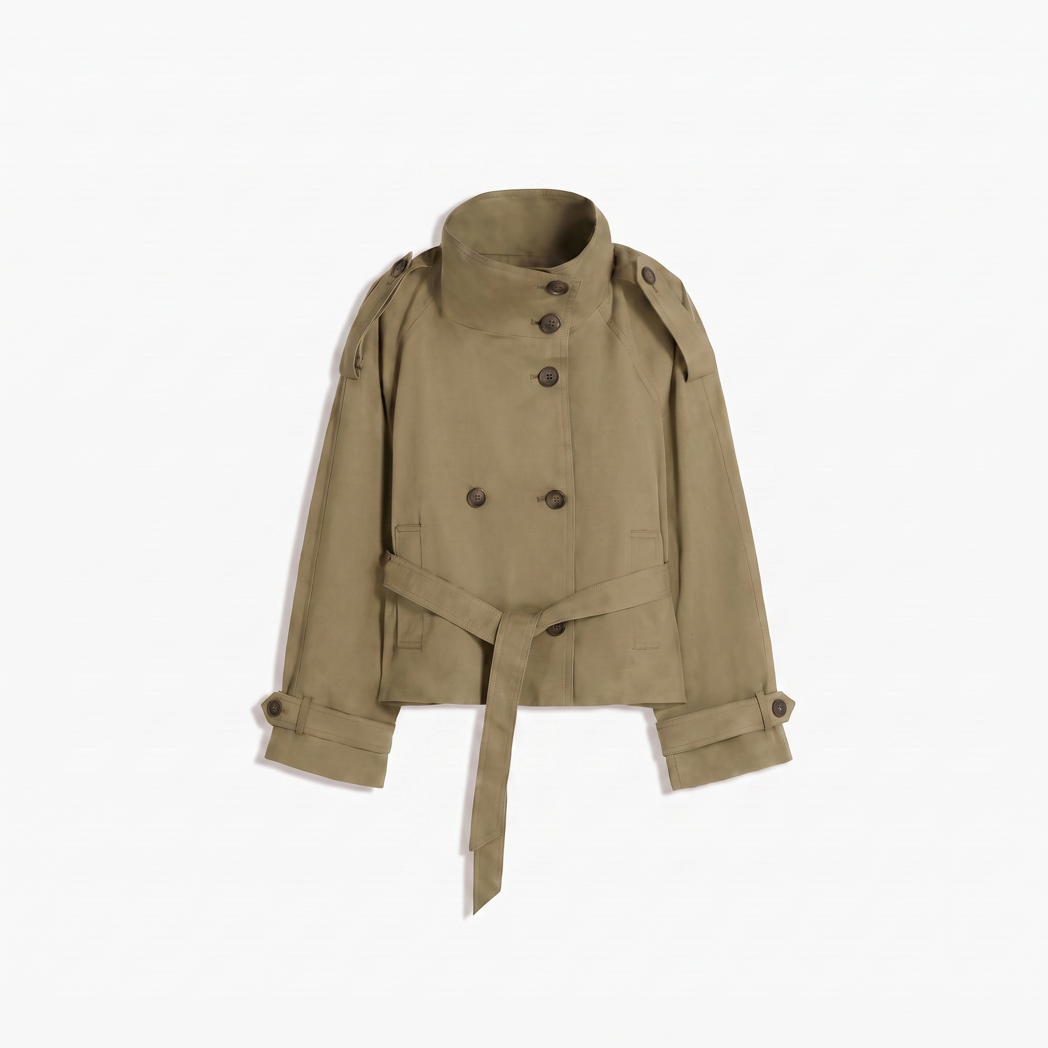 Funnel Neck Trench Jacket - Coffee