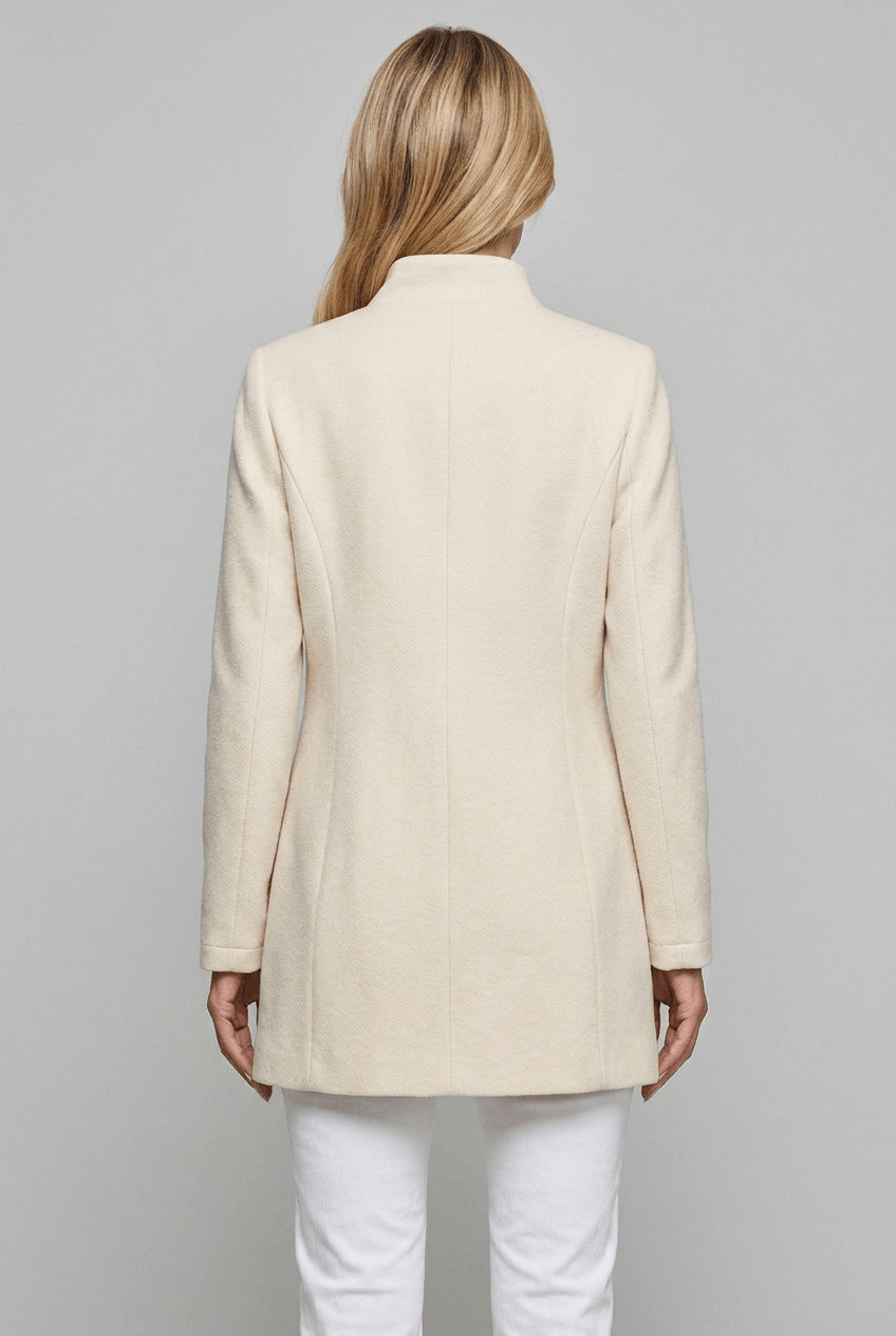 Women's Wool Coat | Stand Collar & Button Front